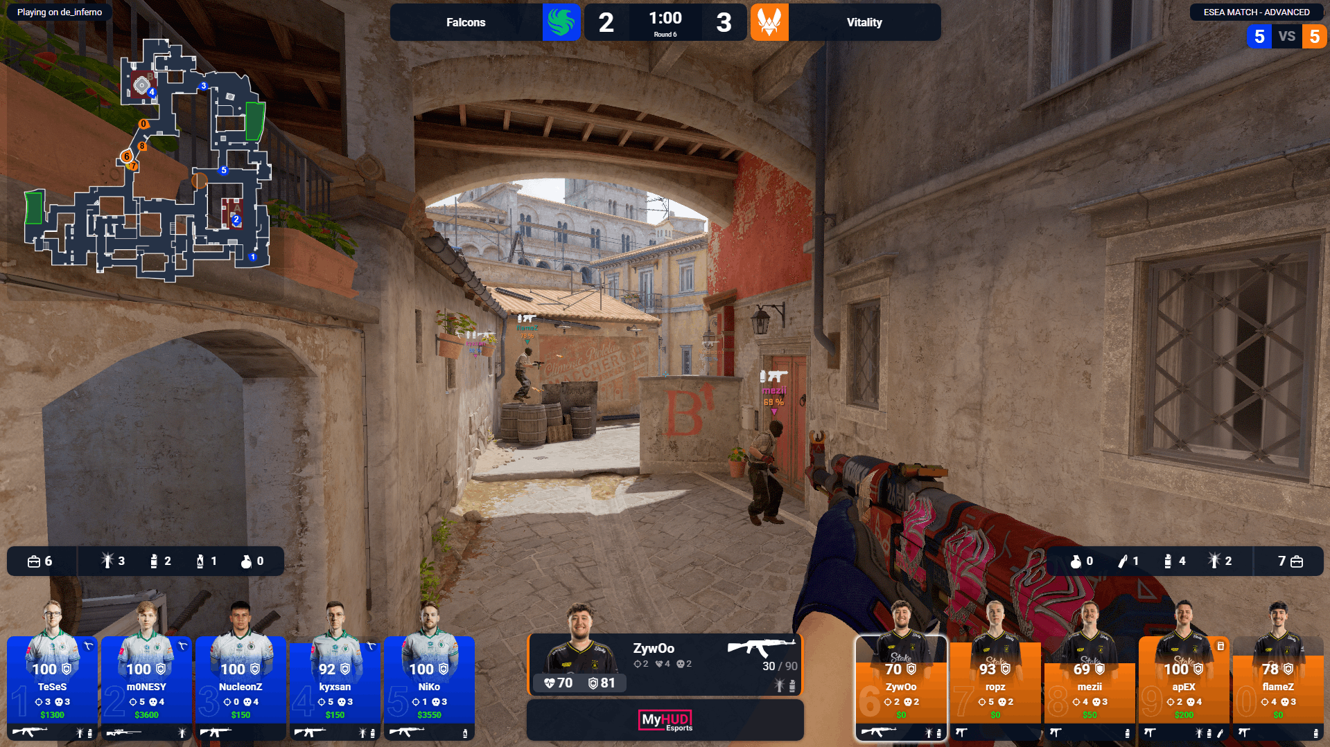 MyHUD CS2 HUD shown in horizontal layout